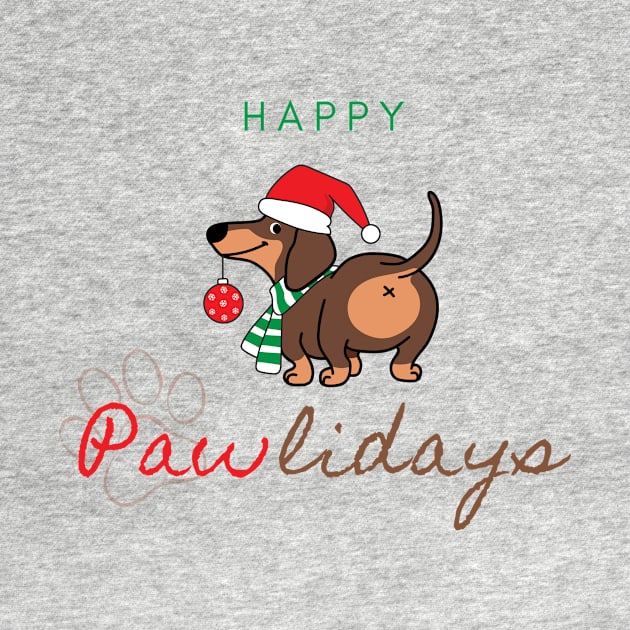 Happy Pawlidays Santa Dachshund Dog by Seasonal Dogs